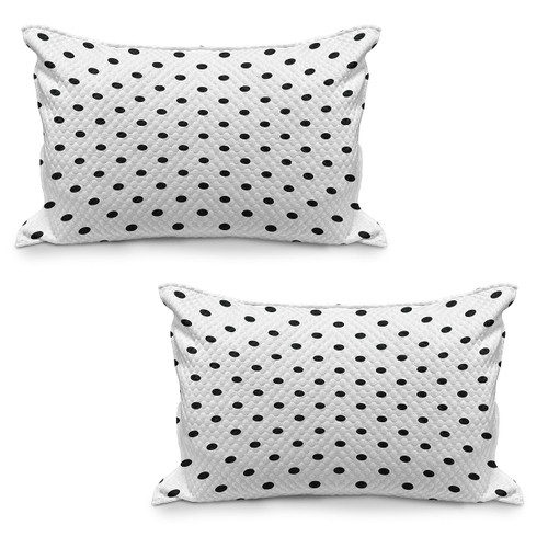 Lunarable Polka Dot Quilted Pillowcover Set of 2, Classic Composition of Black Droplets Traditional Ornate Polka Dots Pattern, Standard Queen Size Pillow Cover for Bedroom, 30" x 20", Black and White Lunarable Polka Dot Quilted Pillowcover Set of 2, Classic Composition of Black Droplets Traditional Ornate Polka Dots Pattern, Standard Queen Size Pillow Cover for Bedroom, 30" x 20", Black and White