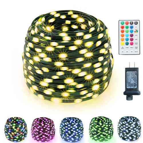 200 LED Color Changing Christmas Lights, 66FT Outdoor Christmas Tree Lights with Remote, Fairy String Lights Pink Green Lights Waterproof Twinkle Lights Plug in for Xmas Wedding Party Decorations