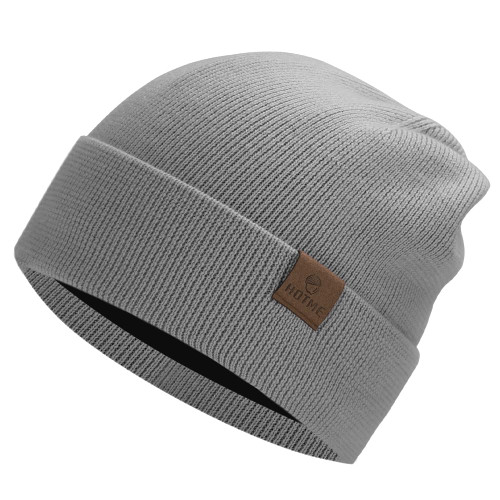 LiuSuper XXL Oversized Beanie Hat for Big Heads, 100% Wool Hat, Extra Large Fleece Lined Warm Winter Cap for Men and Women Light Grey
