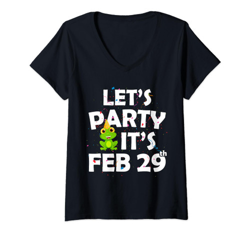 Leap Year Birthday Feb 29 Leap Day February 29 V-Neck T-Shirt