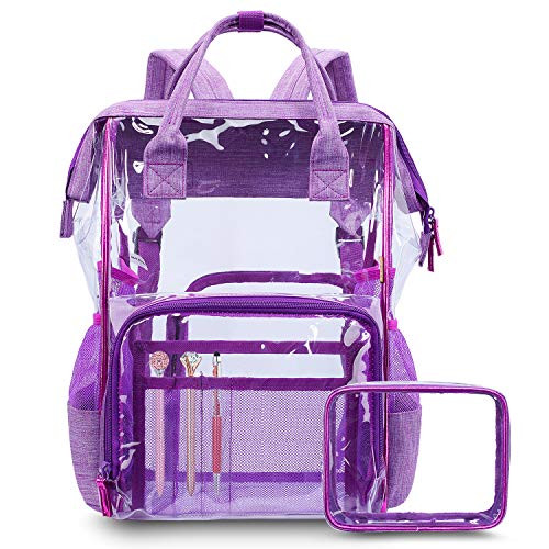 CoolBELL Clear Backpack Transparent School Bag Bookbag Stadium Bag (Purple)