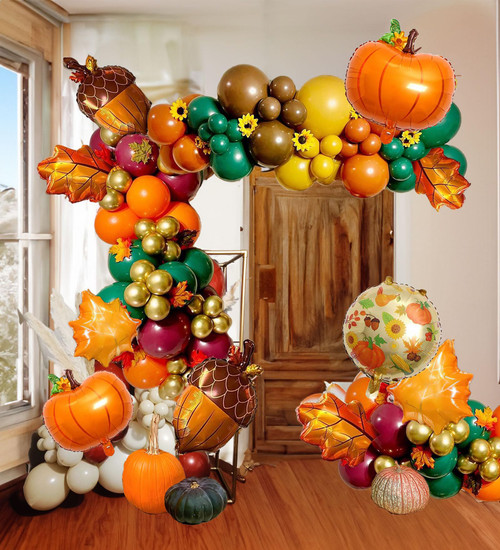 FROUFING Fall Balloon colors Garland arch Kit 121pcs Burnt Orange Maroon Green Gold with Little Pumpkin Balloons for Autumn harvest Theme Baby shower thanksgiving Turkey Party Decoration FROUFING Fall Balloon colors Garland arch Kit 121pcs Burnt Orange Maroon Green Gold with Little Pumpkin Balloons for Autumn harvest Theme Baby shower thanksgiving Turkey Party Decoration