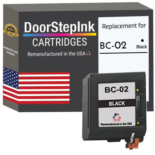 DoorStepInk Remanufactured in The USA Ink Cartridge for Canon BC-02 Black for Canon Bubble Jet BJ200, BJC100, BJC1000, BJC210, BJC240, and BJC250 Printers