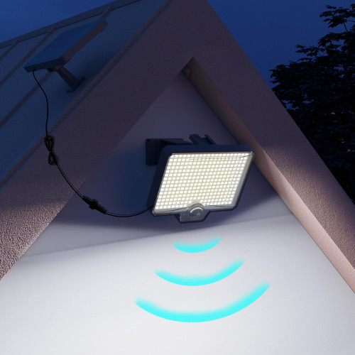 COOZAMING 294 LED 3 Modes Solar Motion Sensor Outdoor Lights, 2600Lm Solar Flood Lights, IP67 Waterproof Dusk to Dawn Outside Solar Powered Security Spot Lights for Porch Patio Yard Garage Fence