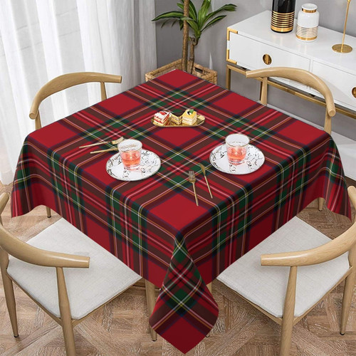 Checkered Christmas Tablecloth Square 54x54 Inch,Red Green Retro Plaid Table Cloth,Stain Resistance Polyester Winter Xmas Holiday Table Covers for Kitchen Dining,Small Tablecloth for Parties Picnic