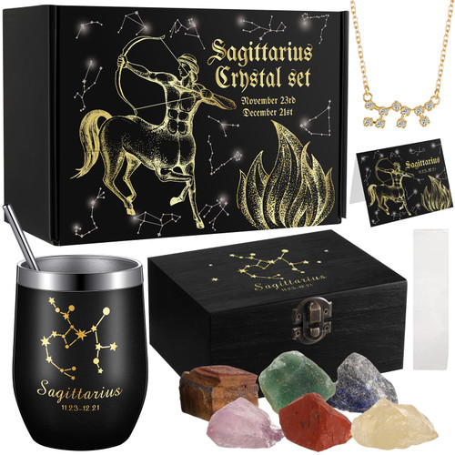 Baderke 12 Pcs Constellation Crystals Gift Set, Healing Crystals, Eggshell Cup, Zodiac Necklace with Horoscope Box Set for Spiritual Astrology Decor Horoscope Birthday Gift Kit (Sagittarius) Baderke 12 Pcs Constellation Crystals Gift Set, Healing Crystals, Eggshell Cup, Zodiac Necklace with Horoscope Box Set for Spiritual Astrology Decor Horoscope Birthday Gift Kit (Sagittarius)