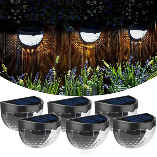 AOSANT 6 Pack Solar Fence Lights, Deck Lights Solar Powered Outdoor Waterproof Fence Lighting for Fence Deck Step Stair Post Wall. (Black)
