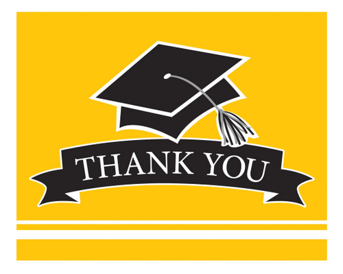 Creative Converting Graduation School Spirit Yellow Thank You Notes, 50 ct