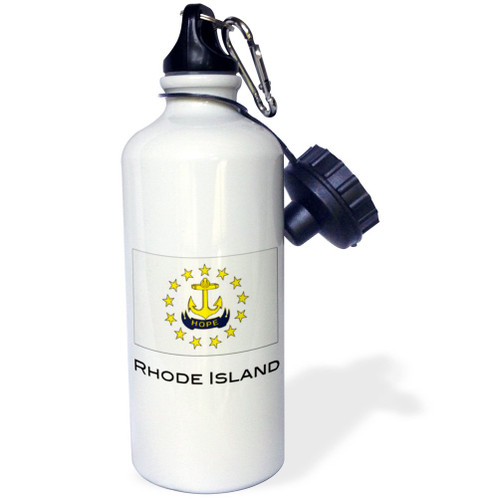 3dRose Rhode Island State Flag Sports Water Bottle, 21 oz, White