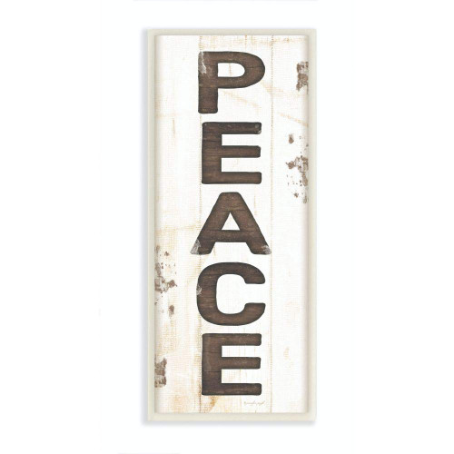 Stupell Industries Peace Holiday Christmas Wood Texture Word Design Wall Plaque, 7 x 17, Multi-Color