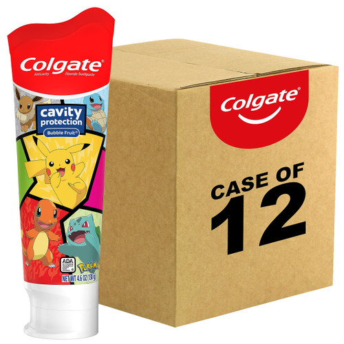 Colgate Kids Toothpaste with Fluoride, Anticavity & Cavity Protection Toothpaste, for Ages 2+, Pokemon, Mild Bubble Fruit Flavor, 4.6 Ounce (Pack of 12) Colgate Kids Toothpaste with Fluoride, Anticavity & Cavity Protection Toothpaste, for Ages 2+, Pokemon, Mild Bubble Fruit Flavor, 4.6 Ounce (Pack of 12)