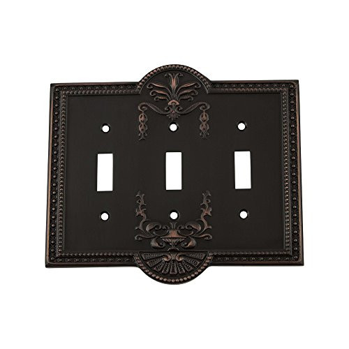Nostalgic Warehouse 719640 Meadows Switch Plate with Triple Toggle, Timeless Bronze