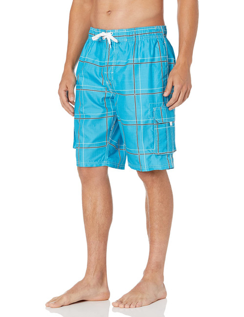 Kanu Surf Men's Swim Trunks (Regular & Extended Sizes), Flex Aqua, Medium