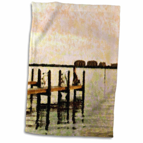 3dRose Florene Impressionism Art - Pastel Soft Pink Tan and Green Sunset - Towels (twl-35226-1)