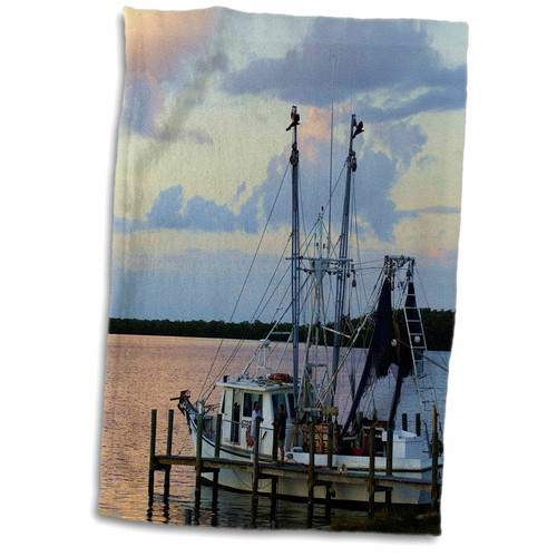 3dRose Florene Boats - Florida Sunset Peach Violet with Shrimp Boat - Towels (twl-35425-1) 3dRose Florene Boats - Florida Sunset Peach Violet with Shrimp Boat - Towels (twl-35425-1)