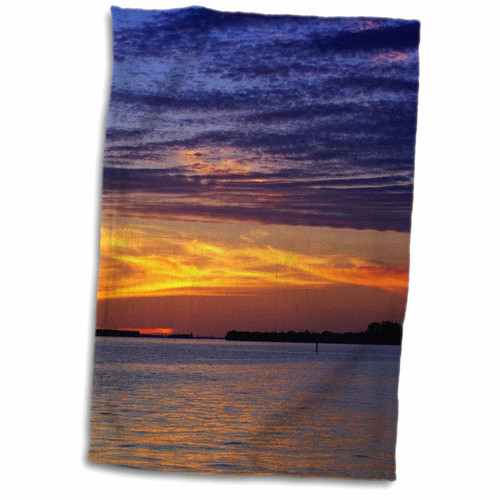 3dRose Florene Sunset - Orange Purple n Yellow Sunset Over River - Towels (twl-41608-1)