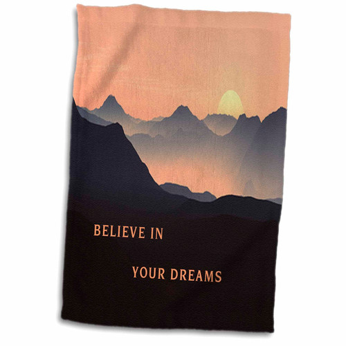 3dRose Florene Sunsets - Gorgeous Sunset in The Mountains with A Message - Towels (twl-80827-1)
