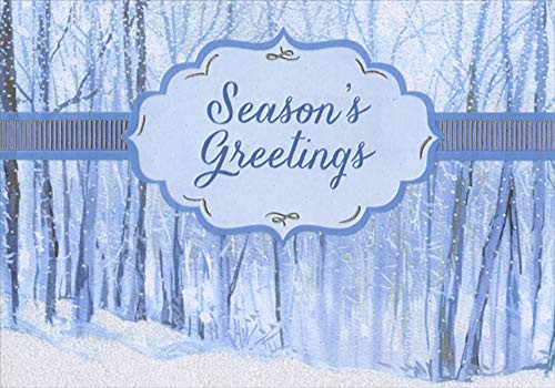 Designer Greetings Winter Trees in Blue Season's Greetings Box of 18 Christmas Cards