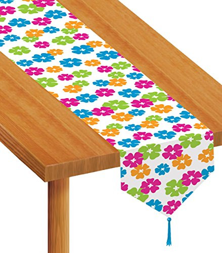 Beistle Printed Hibiscus Table Runner, 11 by 6-Feet, Multicolor