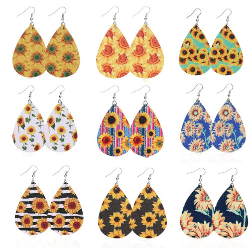 9 Pairs Sunflower Flower Fall Faux Leather Teardrop Dangle Earrings Lightweight Earrings for Women Girls Gift Leaf Drop Earrings Set Autumn Jewelry 9 Pairs Sunflower Flower Fall Faux Leather Teardrop Dangle Earrings Lightweight Earrings for Women Girls Gift Leaf Drop Earrings Set Autumn Jewelry