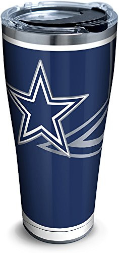 Tervis 1299908 NFL Dallas Cowboys Rush Stainless Steel Tumbler with Lid, 30 oz, Silver