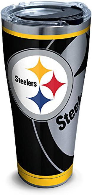 Tervis 1300007 NFL Pittsburgh Steelers Rush Stainless Steel Tumbler with Lid, 30 oz, Silver Tervis 1300007 NFL Pittsburgh Steelers Rush Stainless Steel Tumbler with Lid, 30 oz, Silver