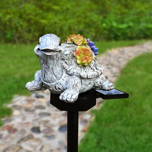 Juliahestia Solar Garden Outdoor Decor Turtle: Lawn Ornament Patio Yard Decorations Figurines Light Small Tortoise Statues with Succulent LED Gift for Birthday Women Mom Grandma