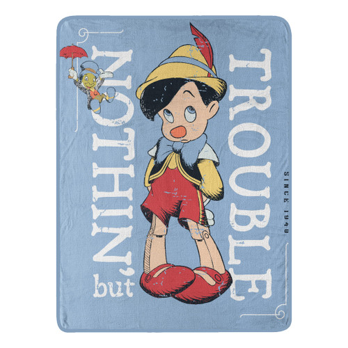 Northwest Disney's Pinocchio Micro Raschel Throw Blanket, 46" x 60", Trouble