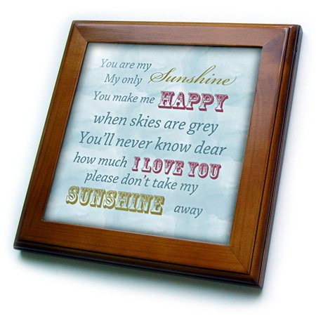3dRose ft_164541_1 You are My Sunshine Blue Sky Inspirational Art-Framed Tile Artwork, 8 by 8-Inch