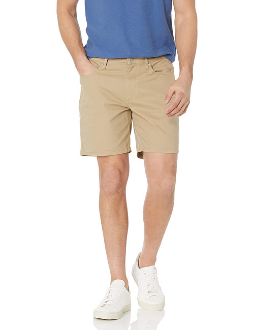 Amazon Essentials Men's Slim-Fit 7" Inseam Stretch 5-Pocket Short, Khaki Brown, 29