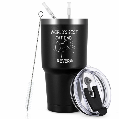 LiqCool Cat Dad Travel Tumbler, Best Dad Ever Gifts for Fathers Day, Gifts for Dad Who Wants Nothing, Dad Gifts from Daughter Son for Christmas Birthday, Insulatd Dad Tumbler With Straw (30oz, Black) LiqCool Cat Dad Travel Tumbler, Best Dad Ever Gifts for Fathers Day, Gifts for Dad Who Wants Nothing, Dad Gifts from Daughter Son for Christmas Birthday, Insulatd Dad Tumbler With Straw (30oz, Black)