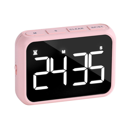 Rechargeable LED LCD Electronic Timer Alarm Clock Kitchen Baking Countdown Timer Digital Kitchen Timer Countdown Stopwatch Timer with Loud Alarm for Kitchen Pink