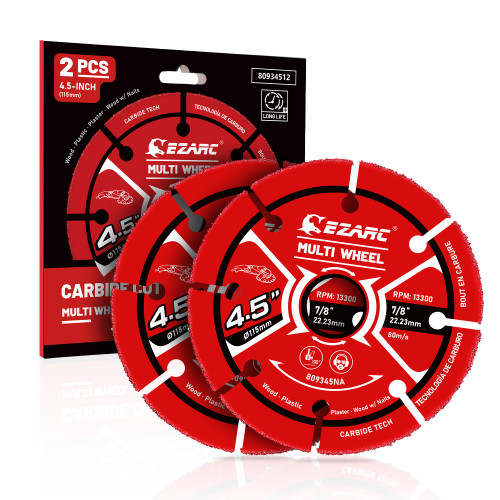 EZARC 4 1/2 Cut Off Wheels, Carbide Cutting Disc, Angle Grinder Cutting Wheel for Wood, Wood with Nails, Laminate, Plastic, Plaster, 2 Pack