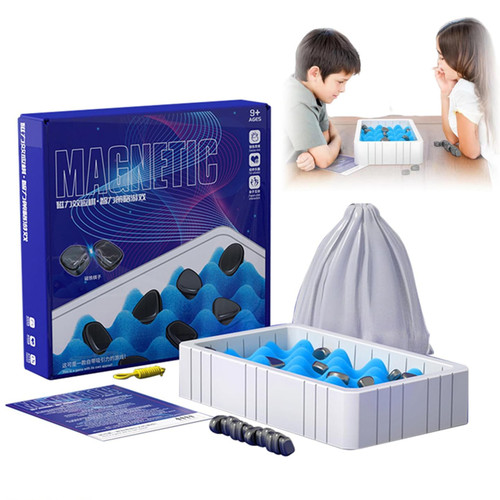 CRIALDO Magnet Chess Game Set Multiplayer Magnet Board Game Portable Magnetic Battle Chess with Storage Bag Magnetic Chess Strategy Game Strategy Table Top Magnet Game with Sponge Groove/Rope (20)