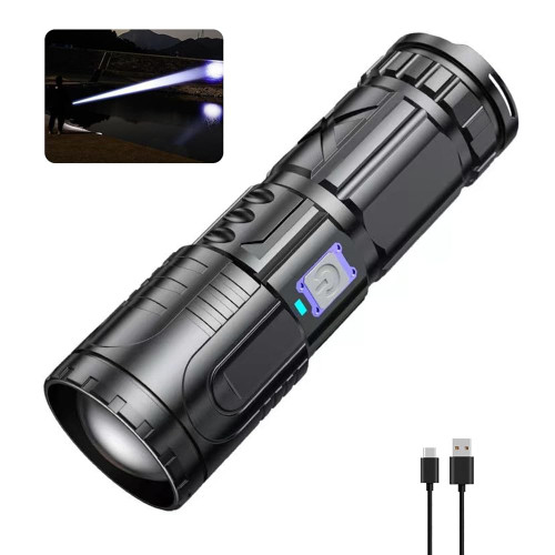 High Lumen Powerful Flashlight, Portable Waterproof Rechargeable Flashlight with Zoomable, 3 Lighting Modes, Super Bright LED Handheld Flashlight for Camping, Hiking, Emergency.