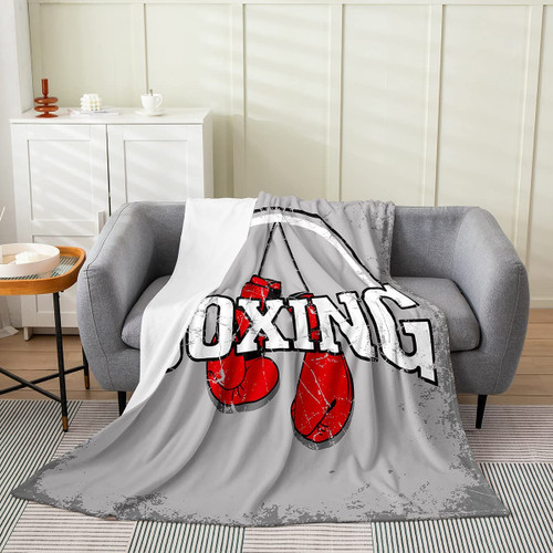Boxing Flannel Fleece Throw Blanket Kids,Boxing Sports Fuzzy Blanket for Bed Sofa Couch,All Season Competitive Game Bed Blanket Breathable Plush Blanket Room Decor Baby 30"x40"