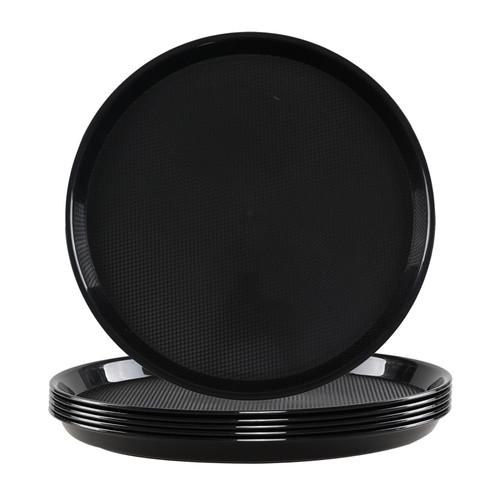Zopnny 6-Pack Plastic Round Serving Trays, Breakfast Food Serving Trays Set