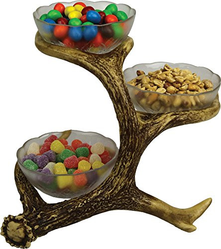 River's Edge Products Three Bowl Antler Candy Dish