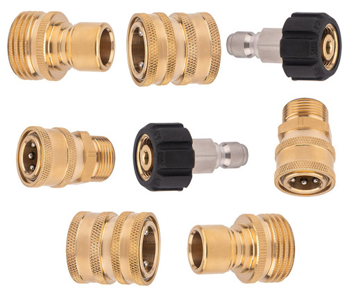 Pressure Washer Adapter Set, Quick Connect Pressure Washer, m22 Quick Connect, M22 15 mm Metric Male Thread Connector Swivel to 3/8 Inch Connect, 3/4 Inch to Release for Pressure Washer Hose, 8-Pack