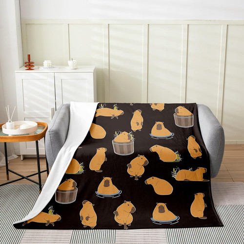 jejeloiu Capybara Flannel Fleece Throw Blanket for Sofa Couch Girls Boys Kids 40"x50" Animals Lovers All Season Bed Blanket Room Decorations Cutes Capybara Fuzzy Blanket Kawaii Black Plush Blanket jejeloiu Capybara Flannel Fleece Throw Blanket for Sofa Couch Girls Boys Kids 40"x50" Animals Lovers All Season Bed Blanket Room Decorations Cutes Capybara Fuzzy Blanket Kawaii Black Plush Blanket