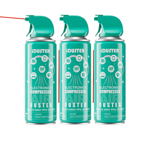 iDuster Canned Air Duster for Computer - Disposable Keyboard Cleaner Cleaning Duster for Electronics, 3PCS(10oz)