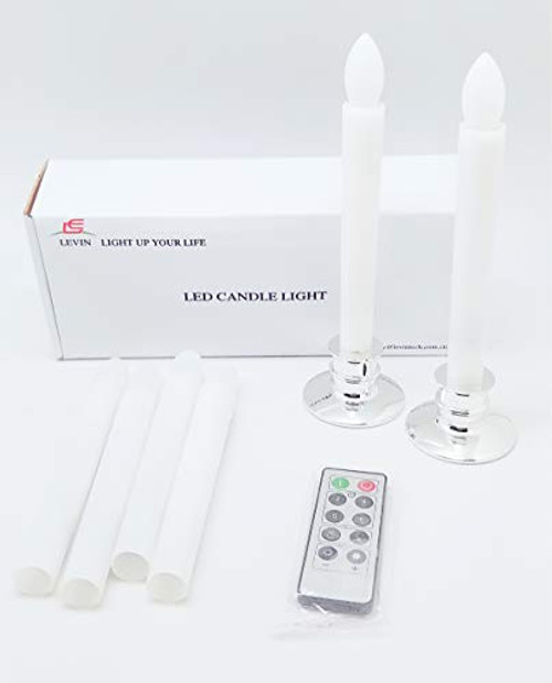 Flameless Candles with Timer Remote Battery Operated Flickering Flameless Led Electric Candle Light with Removable Tapers Pillar Candles Holders for Decorations (6pcs, Silver Base)