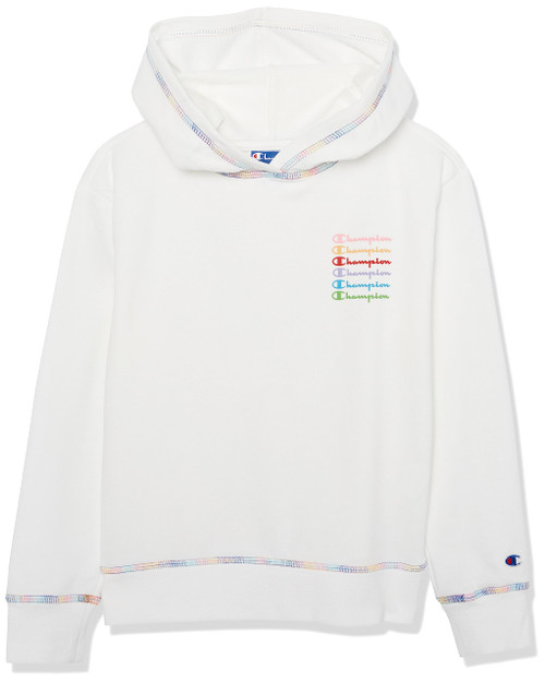 Champion Big Pullover Hoodie for Girls, Lightweight Sweatshirt, Graphics, White-593040