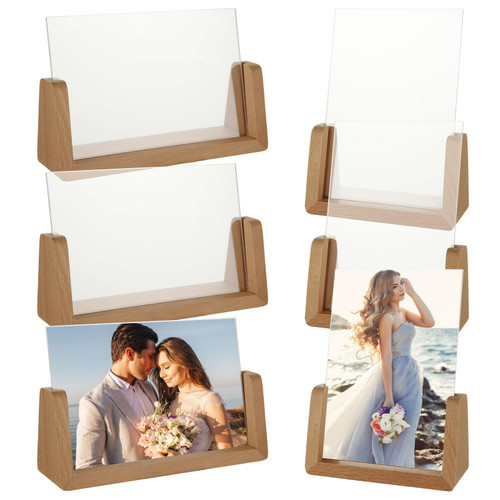 ABuff 4x6 Picture Frame 6 Pack Wooden Photo Frame with Beech Wood Base & High Definition Acrylic Glass Cover Rustic Picture Photo Frames for Tabletop or Desktop Display (Horizontal + Vertical)