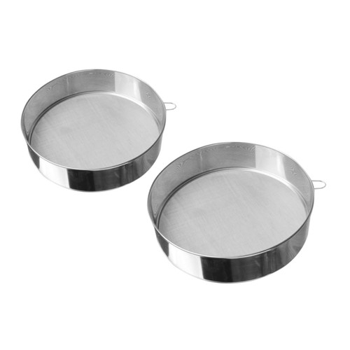 FUOYLOO 2pcs Stainless steel sieve plastic flour sifter kitchen sifter mesh flour sieve baking flour sifter DIY tools kitchen mesh sieve Round Mesh Sieve Mesh surface baking supplies
