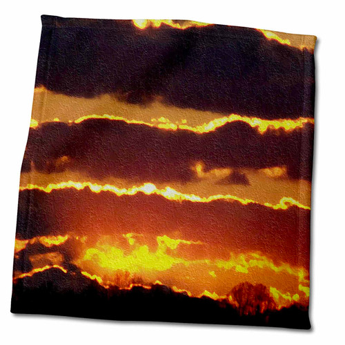 3dRose Orange and Yellow Sunset Oil Painting - Towels (twl-18407-3)