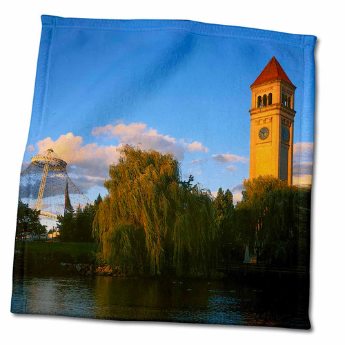 3dRose USA, Washington, Spokane, The Pavilion and Clock Tower at Sunset - Towels (twl-189899-3)