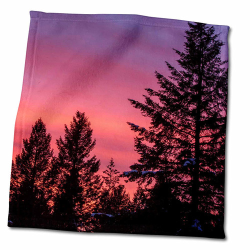 3dRose Sunset Colors Over Pine Trees in Whitefish, Montana, USA. - Towels (twl-205330-3)