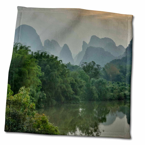 3dRose Sunset Along The Li River with Layered Mountains, China - Towels (twl-225520-3)