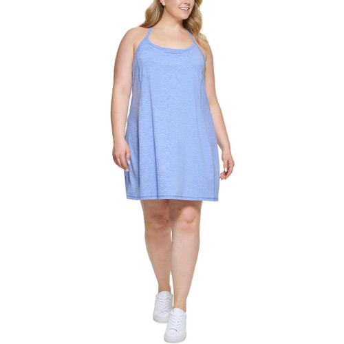 Calvin Klein Performance Womens Plus Knit Tank Athletic Dress Blue 3X